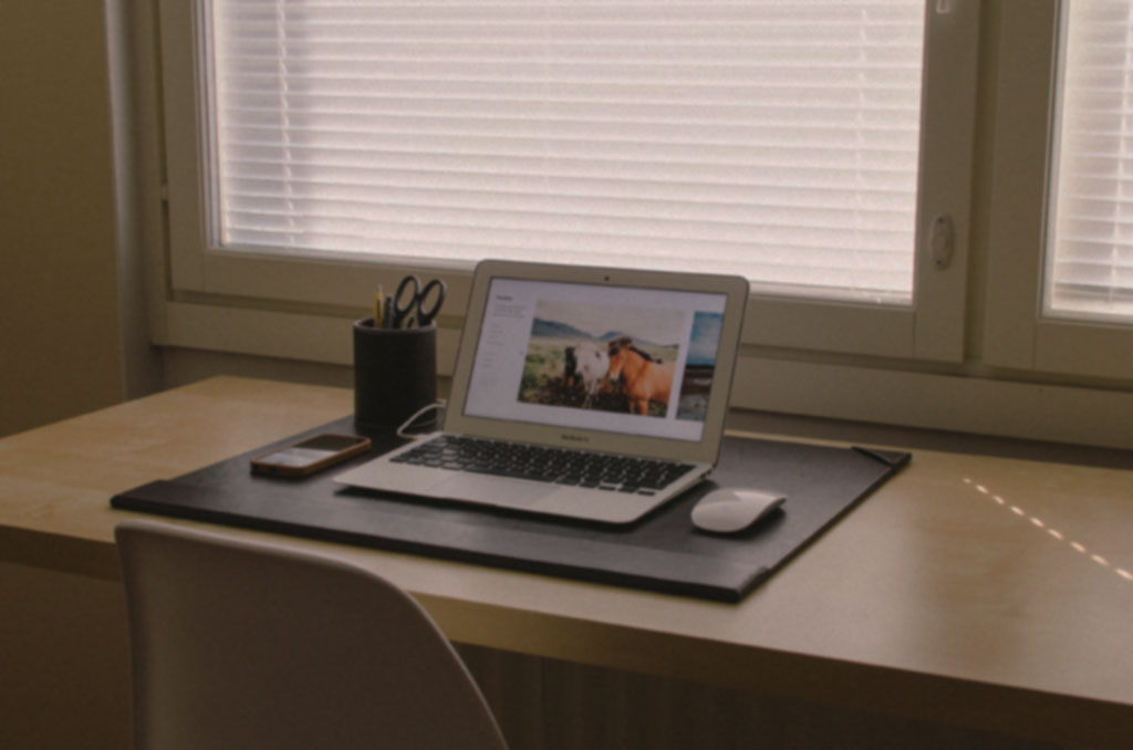 Laptop sitting at a desk